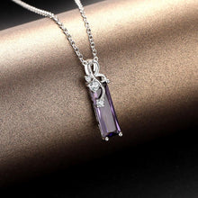 Load image into Gallery viewer, S925 Sterling Silver Amethyst Pendants Necklace Rectangular Clavicle Pendant Sapphire Colgantes De Pendants Bizuterias For Women