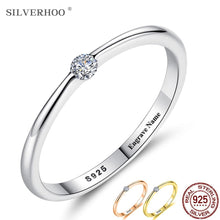 Load image into Gallery viewer, SILVERHOO 925 Sterling Silver Rings for Women Cute Zircon Round Geometric 925 Silver Wedding Fine Jewelry Minimalist Gift