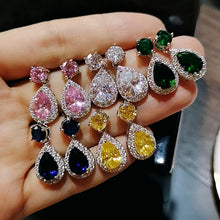 Load image into Gallery viewer, Shining Water Drop Crystal Zircon Women Earrings Charm Colorful Earrings 2019 Simple Bride Wedding Jewelry Brincos