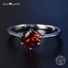 Load image into Gallery viewer, Shipei 100% 925 Sterling Silver Round Sapphire Rings for Women Fine Jewelry Perfect Cut Round Gemstone Ring Engagement Size 4-12