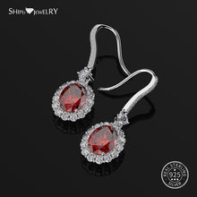 Load image into Gallery viewer, Shipei 100% 925 Sterling Silver Ruby with Earrings Pink Sapphire Ruby Drop Earrings 925 for Women Birthday Gift Fine Jewelry