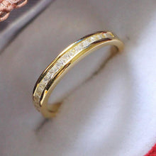 Load image into Gallery viewer, Solid 925 Sterling Silver Ring Yellow Gold Color Diamond Band Splendid 0.23Ct Princess Cut Micro-paved Ring