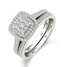 Load image into Gallery viewer, Szjinao Engagement Ring Diamond Double Bridal Set 2 Ring For Women With Paved Micro Lab Diamond Luxury Platinum Wedding Jewelry