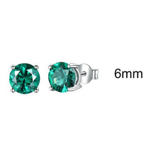Load image into Gallery viewer, UMCHO Real 925 Sterling Silver Jewelry Created Russian Emerald Stud Earrings Elegant Anniversary For Women Birthday Gifts