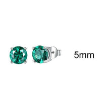 Load image into Gallery viewer, UMCHO Real 925 Sterling Silver Jewelry Created Russian Emerald Stud Earrings Elegant Anniversary For Women Birthday Gifts