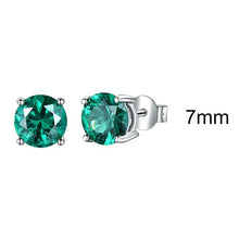 Load image into Gallery viewer, UMCHO Real 925 Sterling Silver Jewelry Created Russian Emerald Stud Earrings Elegant Anniversary For Women Birthday Gifts