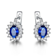 Load image into Gallery viewer, UMCHO Solid 925 Sterling Silver Gemstone Clip Earrings for Women Blue Sapphire Fine Jewelry Wedding Engagement Valentine's Gift