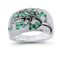 Load image into Gallery viewer, Various colours Fashionable Unique Forest Leaves and Branches Embedded with Zircon Sapphire Ruby Lady Wide Ring Leisure Jewelry