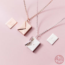 Load image into Gallery viewer, WANTME Genuine 925 Sterling Silver Jewelry Square Confession Love Letter Envelope Pendant Necklace Custom Lettering On The Back