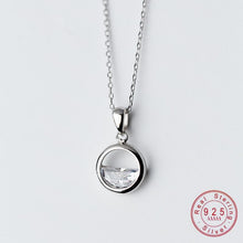Load image into Gallery viewer, WANTME Real 100% 925 Sterling Silver Crystal Round Clear Spring Pendant Necklaces For Women Fine Jewelry Party Accessories Gift