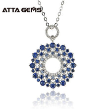 Load image into Gallery viewer, Women's Blue Sapphire Sterling Silver Pendants Classical Fine Jewelry Created Sapphire Women Engagement Jewelry Anniversary Gift