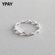 Load image into Gallery viewer, YPAY Pure 100% 925 Sterling Silver Finger Rings for Girls Ladies Simple Thin Line Curve Wave Wild Smooth Ring Jewelry YMR538