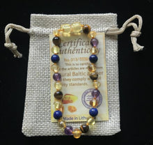 Load image into Gallery viewer, Yoowei 9 Color Baby Amber Bracelet/Necklace Natural Amethyst Gems Adult Baby Teething Necklace Baltic Amber Jewelry Wholesale