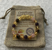 Load image into Gallery viewer, Yoowei 9 Color Baby Amber Bracelet/Necklace Natural Amethyst Gems Adult Baby Teething Necklace Baltic Amber Jewelry Wholesale