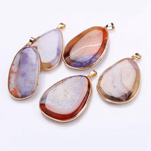 Load image into Gallery viewer, Yumten Natural Gemstone Pendant Necklace Stone Power Crystal Statement Pendentif Jewelry Ribbon Women Long Necklace Colgantes