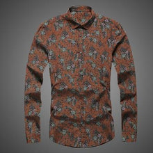 Load image into Gallery viewer, autumn ins new fashion flower printed long sleeve shirts men camisa male slim flower shirt vintage Linen Casual Men Shirt S2004