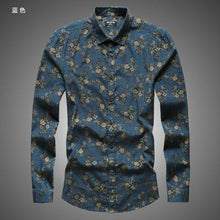 Load image into Gallery viewer, autumn ins new fashion flower printed long sleeve shirts men camisa male slim flower shirt vintage Linen Casual Men Shirt S2004