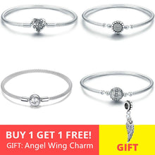Load image into Gallery viewer, fit Pandora Charm Hot Sale 925 Sterling Silver Family Tree Heart Forever Love Sunflower Snake Chain Bracelet for Jewelry Making