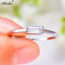 Load image into Gallery viewer, s925 Sterling Silver Rings For Women Small Rectangle Zircon Thin Ring Wedding Bands Girls Daily Minimalist Stacking Ring Jewelry