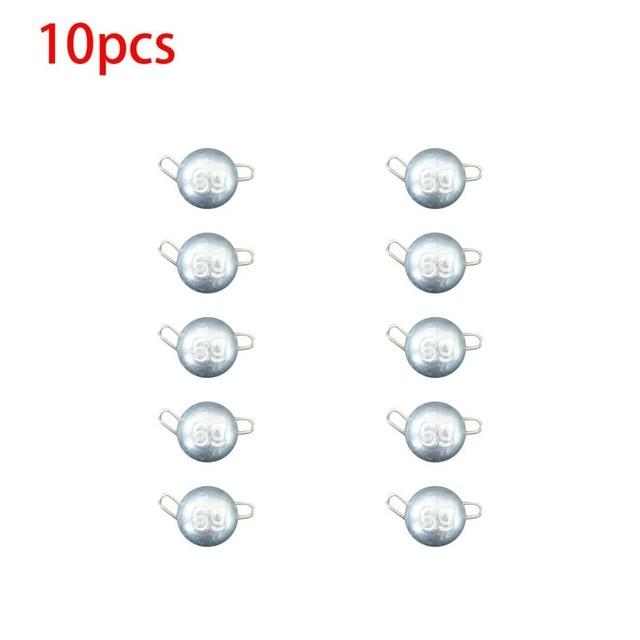 10 Pcs Small Size Round Shape Lead Hook Jig Head Lead Deep Water Bullet Crank Hook Lead Sinker Outdoor Fishing Accessories