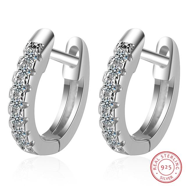 100% 925 Real Sterling Silver Hoop Geometric Ear Cuff Clip On Earrings For Women Girl Teen Piercing Earrings Jewelry DS953