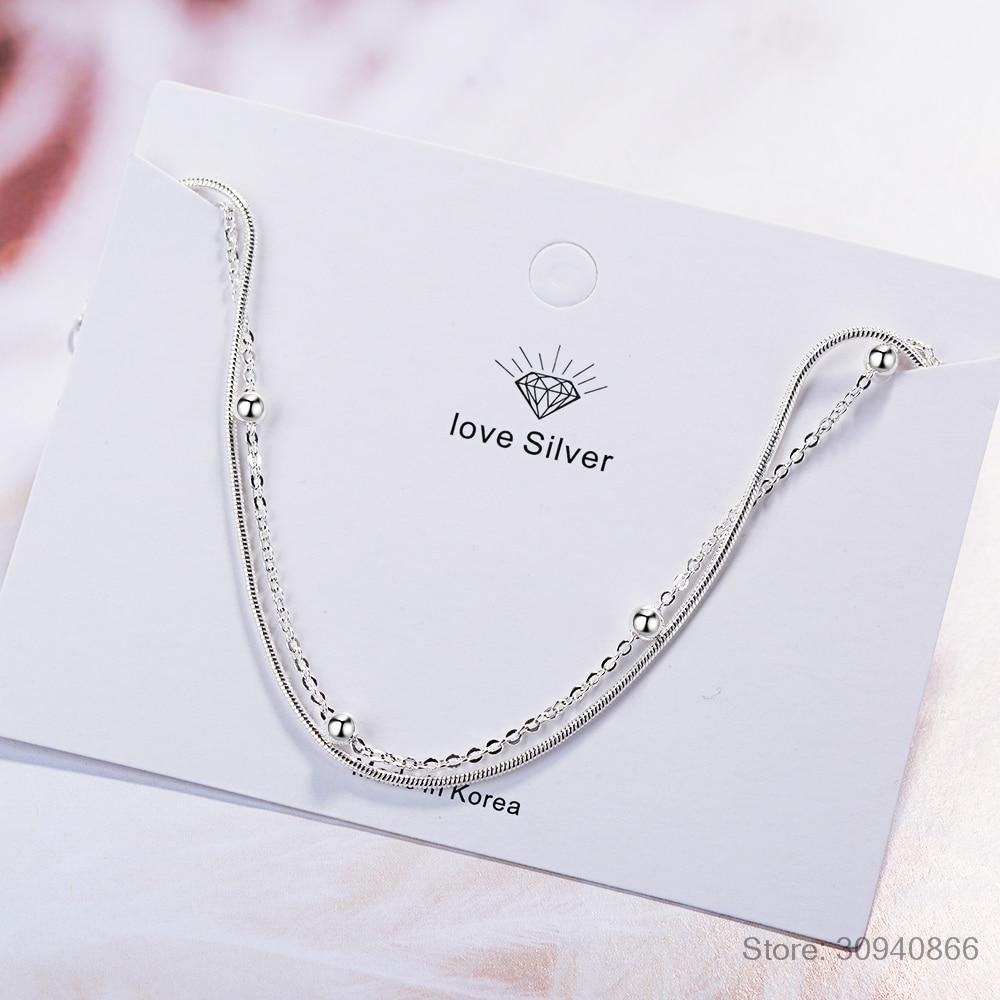 100% 925 Sterling Silver Fashion Women's Jewelry Double Layer Beads Bracelet 16cm For Gift Girls Lady Drop Shipping DS454