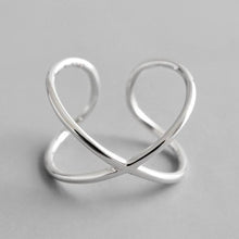 Load image into Gallery viewer, 100% 925 Sterling Silver Geometric Simple Personality X-Shaped Dark Pattern Manual Opening Ring

