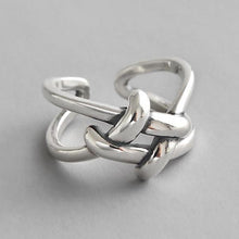 Load image into Gallery viewer, 100% 925 Sterling Silver Geometric Simple Personality X-Shaped Dark Pattern Manual Opening Ring

