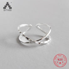 Load image into Gallery viewer, 100% 925 Sterling Silver Geometric Simple Personality X-Shaped Dark Pattern Manual Opening Ring
