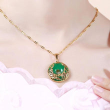 Load image into Gallery viewer, 14K Gold Necklace Emerald Pendants for Female Luxury Colgante De 925 Mujer Green Jade Emerald Pendant Topaz Gemstone Necklaces
