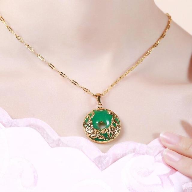14K Gold Necklace Emerald Pendants for Female Luxury Colgante De 925 Mujer Green Jade Emerald Pendant Topaz Gemstone Necklaces