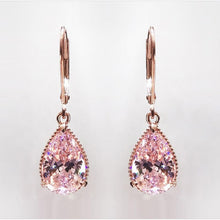 Load image into Gallery viewer, 14K Rose Gold Pink Diamond Earring for Women Fashion Pink Topaz Gemstone Bizuteria 14K Gold Garnet Drop Earring Orecchini Girls
