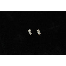 Load image into Gallery viewer, 14K Solid Gold Stud Earring Green Emerald Jewelry Crystal Simple Minimal Style Rectangle Minimalist Wedding Bridesmaid Bride Gif
