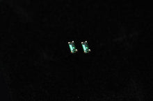 Load image into Gallery viewer, 14K Solid Gold Stud Earring Green Emerald Jewelry Crystal Simple Minimal Style Rectangle Minimalist Wedding Bridesmaid Bride Gif
