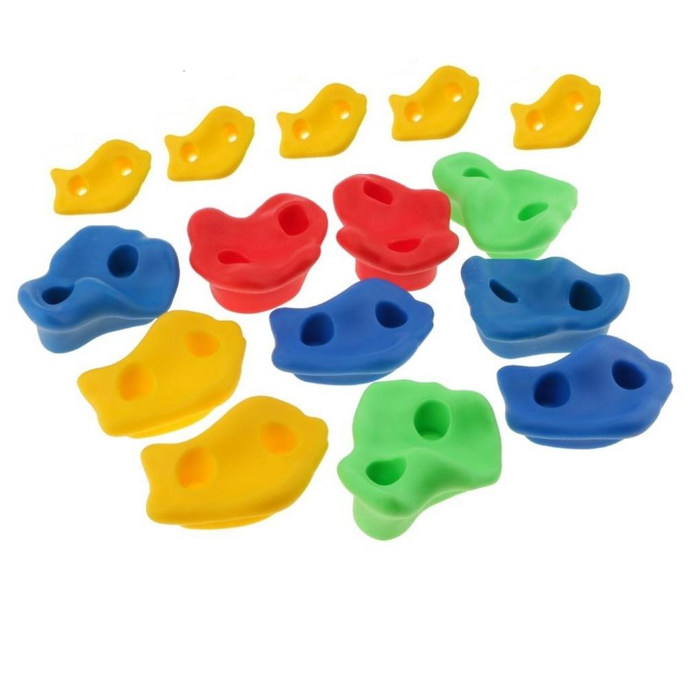 15Pcs Plastic Children Kids Rock Climbing Wood Wall Stones Hand Feet Holds Grip Kits Without Screws Random Color