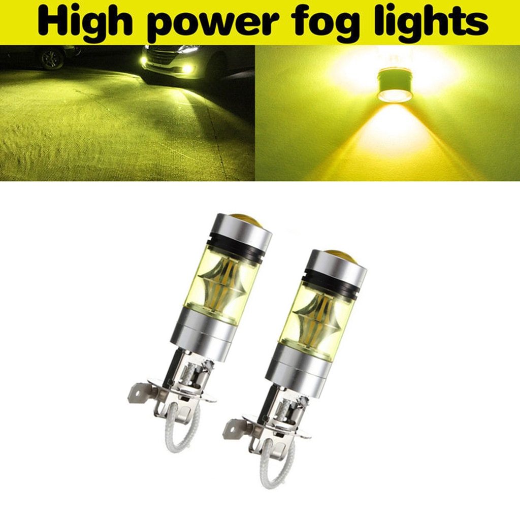 2 Pcs Car H3 100W Fog Light 2323 LED DRL Lamp Bulb 4300K For Car RV Truck ATV Fog/ Driving lights/ Daytime Running Light DRL