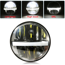 Load image into Gallery viewer, 2018 New Brightest DOT Approved 80W with DRL 5-3/4&quot; 5.75&quot; Round LED Projection Headlight for Harley Motorcycles Black/Silver
