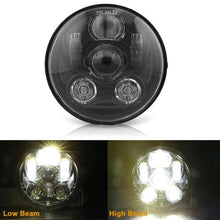 Load image into Gallery viewer, 2018 New Brightest DOT Approved 80W with DRL 5-3/4&quot; 5.75&quot; Round LED Projection Headlight for Harley Motorcycles Black/Silver

