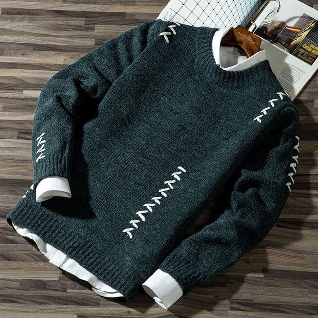 2019 Men's Casual Autumn Fashion Casual Strip Color Block Knitwear Jumper Pullover Sweater sale Material Cotton Mens Sweaters