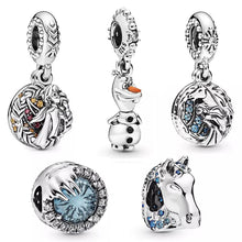 Load image into Gallery viewer, 2019 NEW 100% 925 Sterling Silver charms Winter Crystal Bead Olaf Dangle Charm Pendant Fit DIY Bracelet Original Women Jewelry
