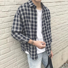 Load image into Gallery viewer, 2019 New Cotton Korean Style Clothe Fashion Streetwear Spring Summer Autumn Slim Fit Plaid Men Shirt Long Sleeve S-3XL
