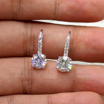 2019 hot new 925 sterling silver products square small super flash zircon earrings round ear studs hot sale  earrings for women