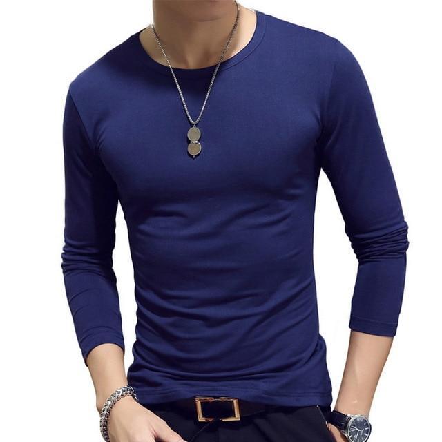 2020 Autumn Men T-Shirts Long Sleeve O-Neck Casual Fitness Jogging Solid Fashion Tee Basic Running Homme Top Clothing