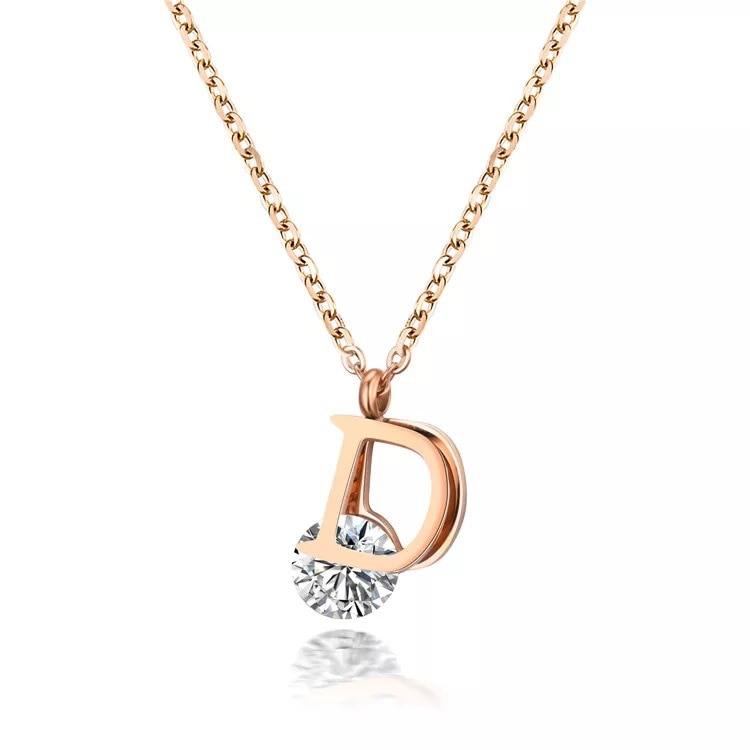 2020 New Fashion Jewelry Crystal from Austrian Titanium Steel Letter D pendant necklace for Women and Female Fit Wedding Party