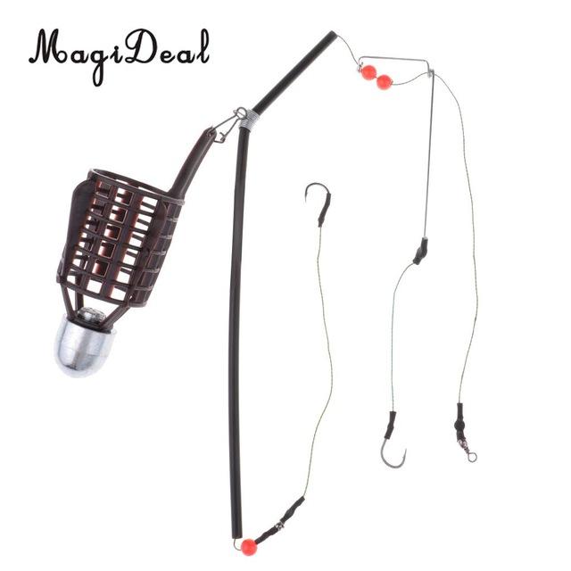 20g 30g 40g 2 Hooks Fish Bait Feeder Basket Holder Fishing Lure Cage With Line Hooks Fishing Accessories