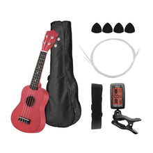Load image into Gallery viewer, 21 Inch Colored Acoustic Soprano Ukulele Ukelele Uke Kit Basswood with Carry Bag Uke Strap Strings Picks Tuner
