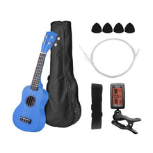 Load image into Gallery viewer, 21 Inch Colored Acoustic Soprano Ukulele Ukelele Uke Kit Basswood with Carry Bag Uke Strap Strings Picks Tuner
