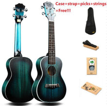 Load image into Gallery viewer, 23 inch Ukulele Concert 4 Strings Musical Instruments 18 Frets Mahogany Hawaiian Small Guitarra Blue Ukelele Free Case&amp;Strings
