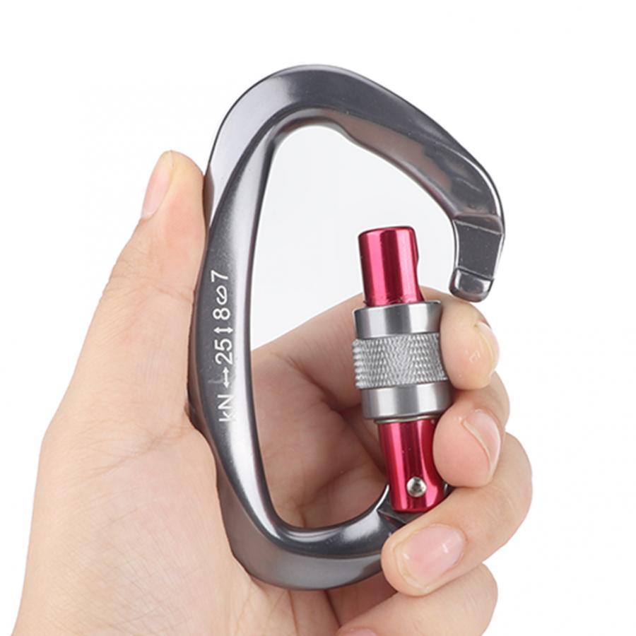 25KN Outdoor Climbing Buckle Hook Aluminum D-shape Carabiner Buckle Outdoor Climbing Buckle Hanging Hook Keychain Tool