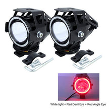 Load image into Gallery viewer, 2PCS 125W Motorcycle Headlight w/ Angel Eye Devil Eye 3000LM moto spotlight U7 LED Driving Fog Spot Head Light Decorative Lamp
